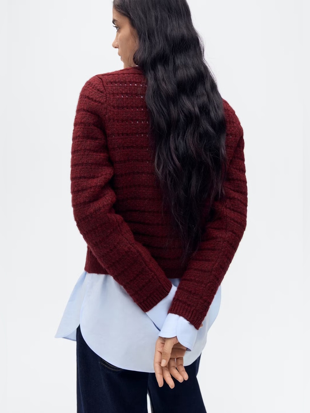Mango Burgundy Knit cardigan NWT - Picture 4 of 8